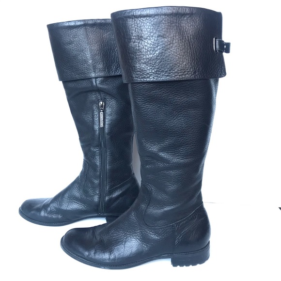 Calvin Klein Shoes - Calvin Klein Black Leather Boots, Moto Below Knee